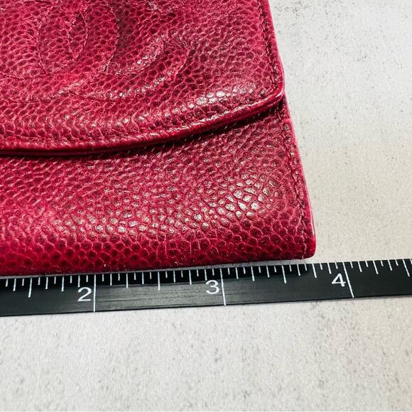 Chanel Burgundy Red Caviar Leather Fold Over Open Wallet - Picture 15 of 16